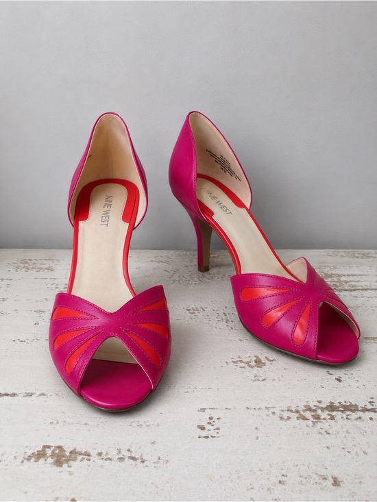 Nine West Shoes - Nine West Pink and Orange D'Orsay Peep-Toe Heels